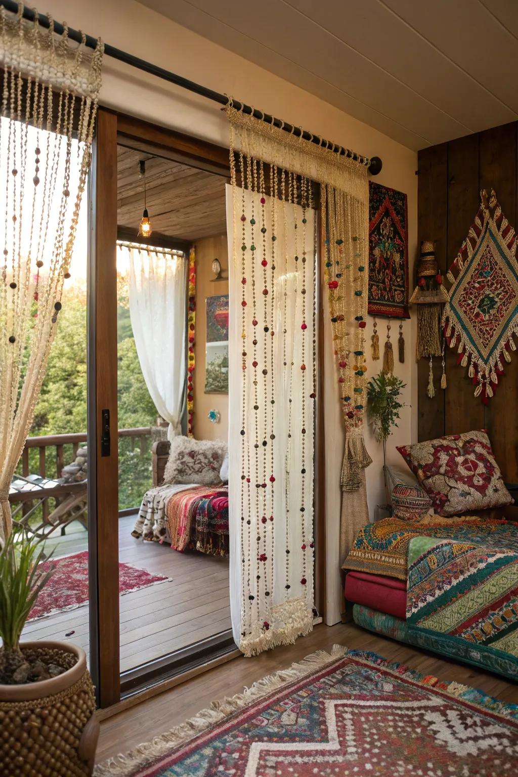 Filament drapes bring a carefree vibe and dimension.