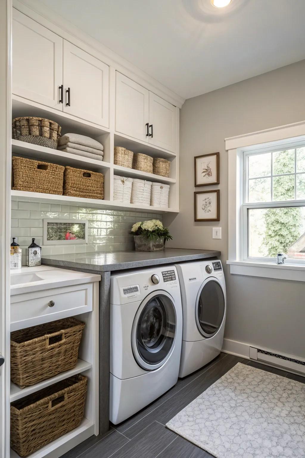 Integrate your laundry room's design with the overall feel of your home for a consistent style.
