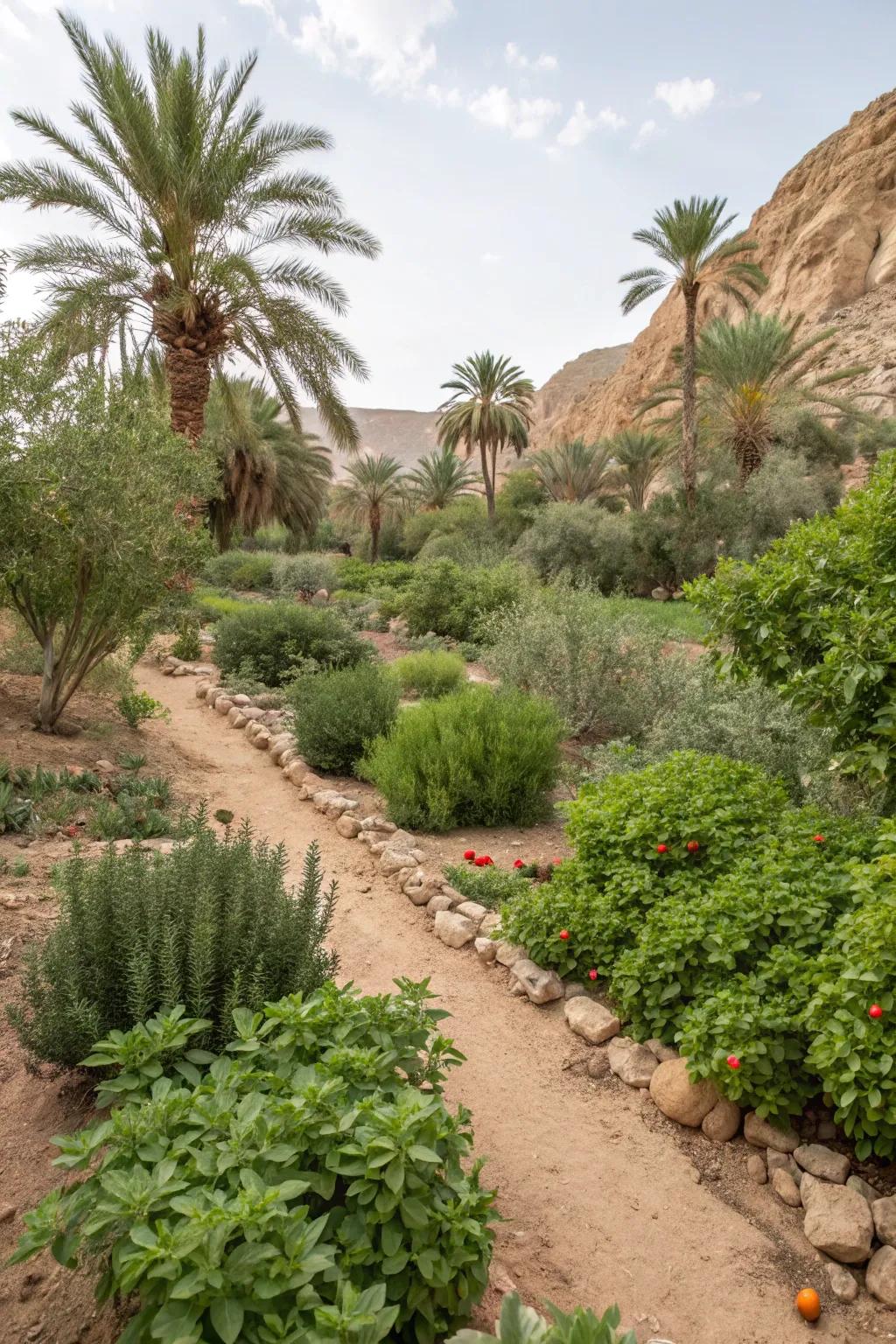 Edible desert plants adding a practical element to the landscape.