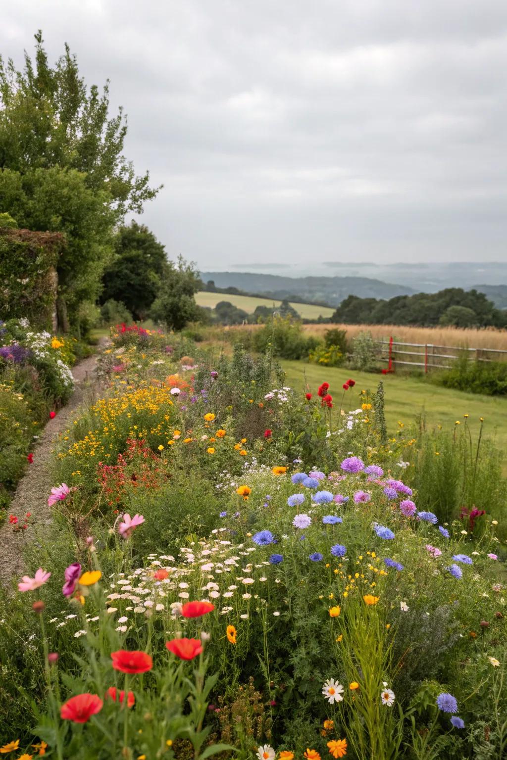 A natural meadow offers vibrancy and supports native wildlife.