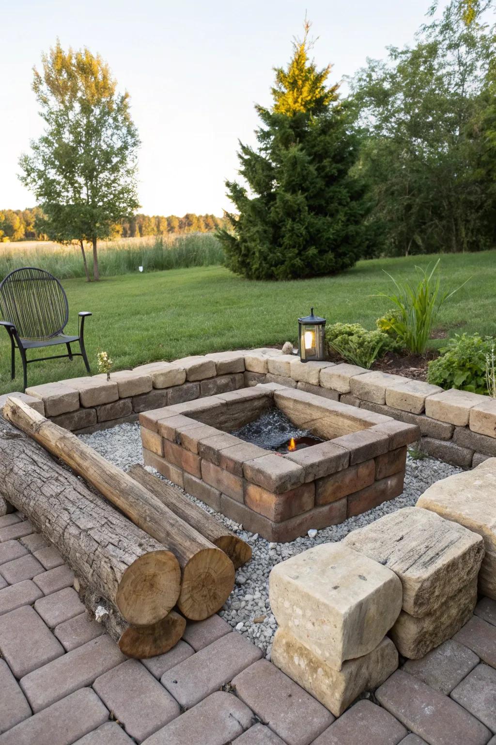 DIY brick fire pits offer a personal touch.