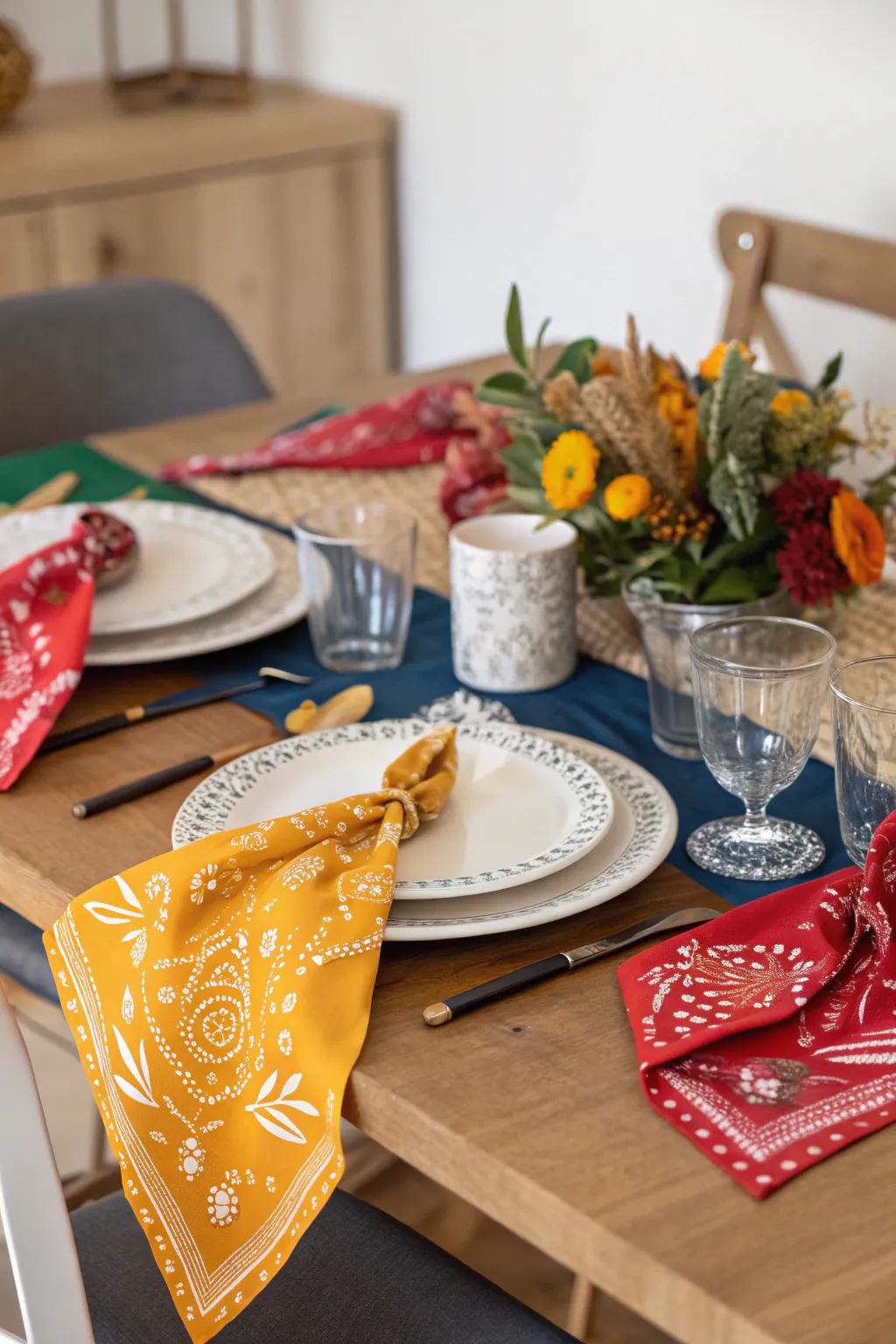 Hankies offer a playful, seasonal tabletop variation.