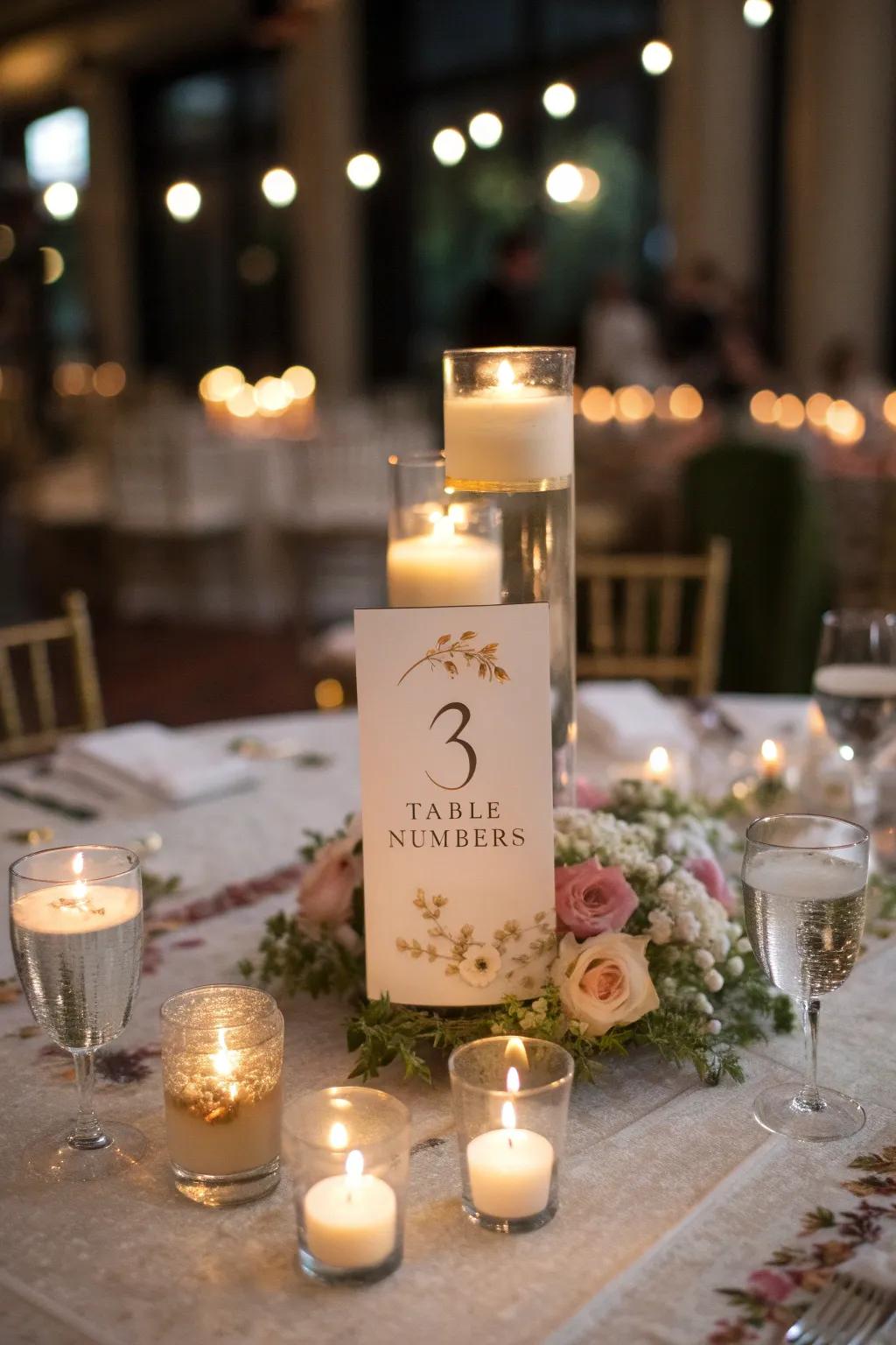 Hovering sparkles with digits create a magical evening ambiance.