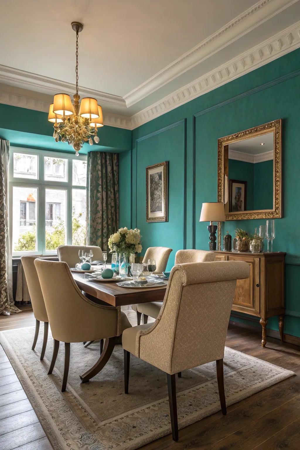 Beige softens the intensity of teal