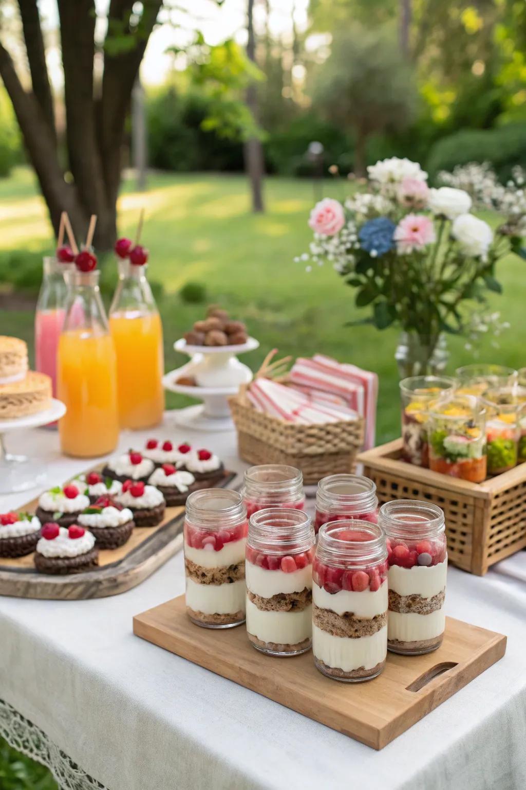 Preserving cup delights with tiered treats.