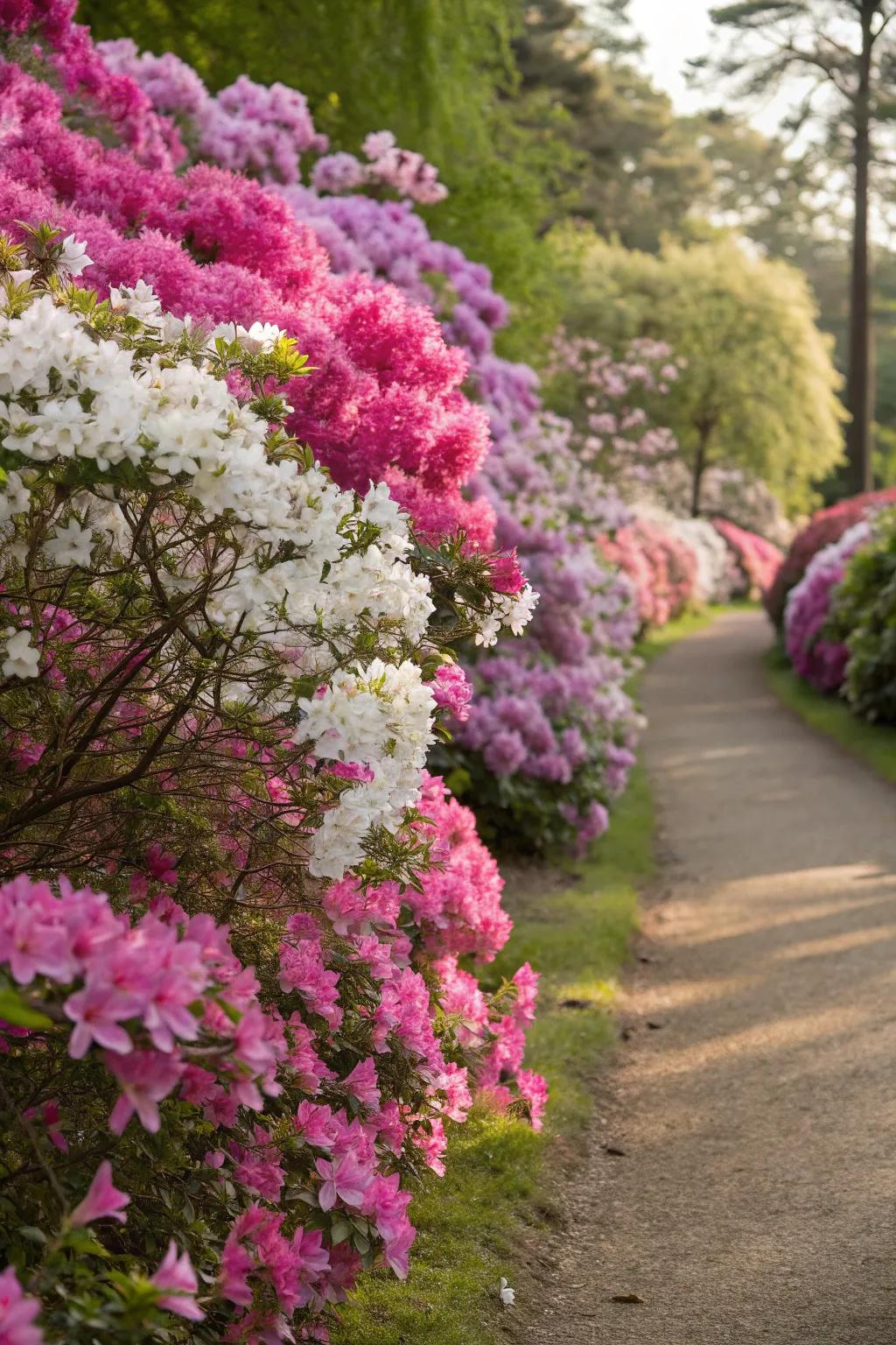 Azaleas offer a vibrant burst of spring color.