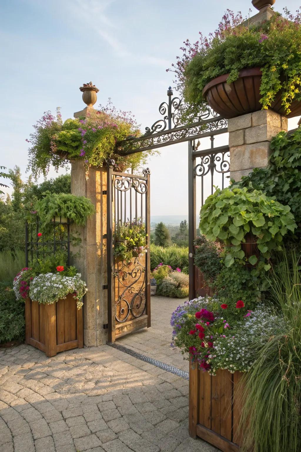 A skyward garden gateway that introduces greenery and usefulness.
