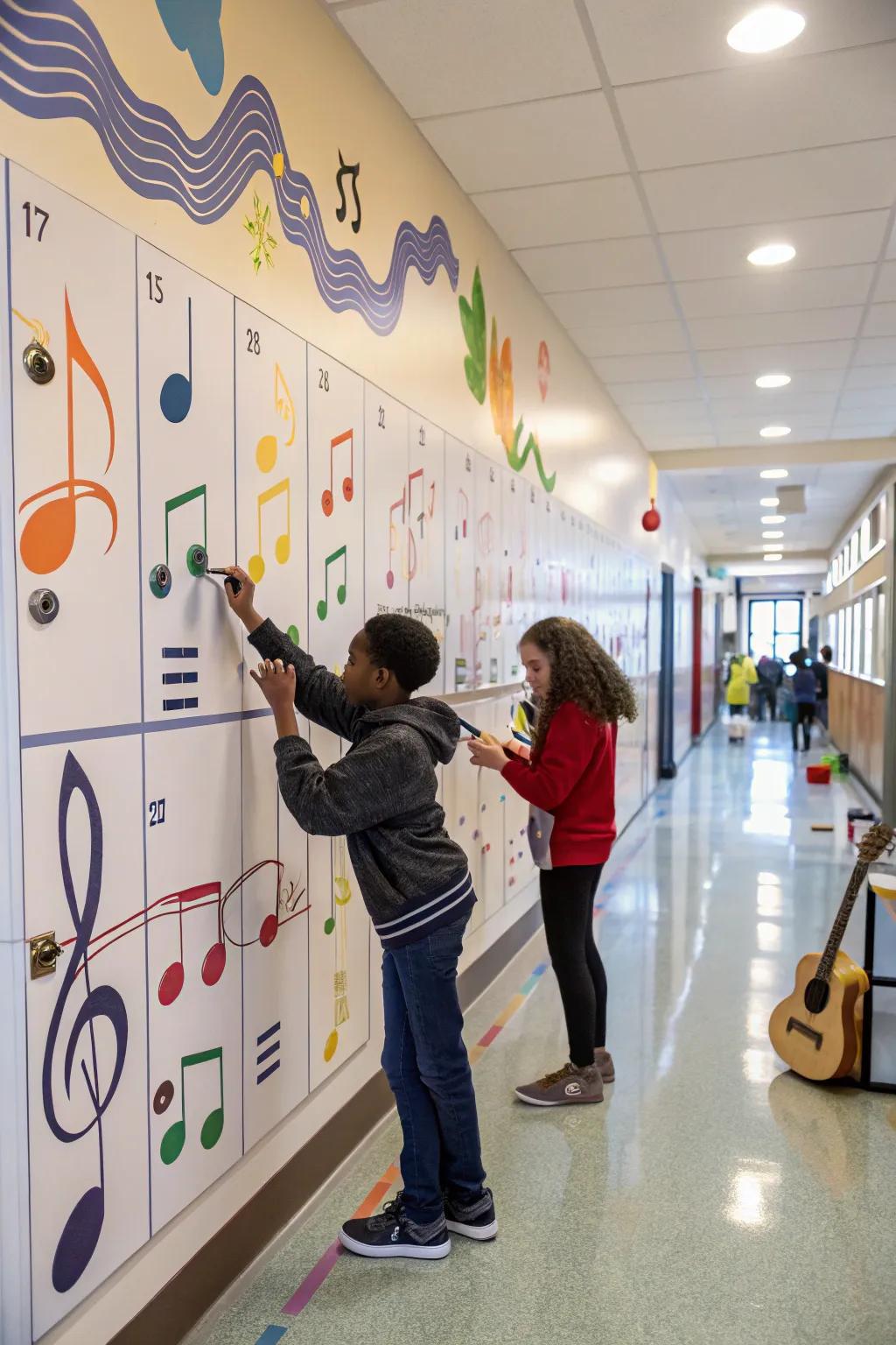 An engaging musical wall that inspires students to explore their musical talents.
