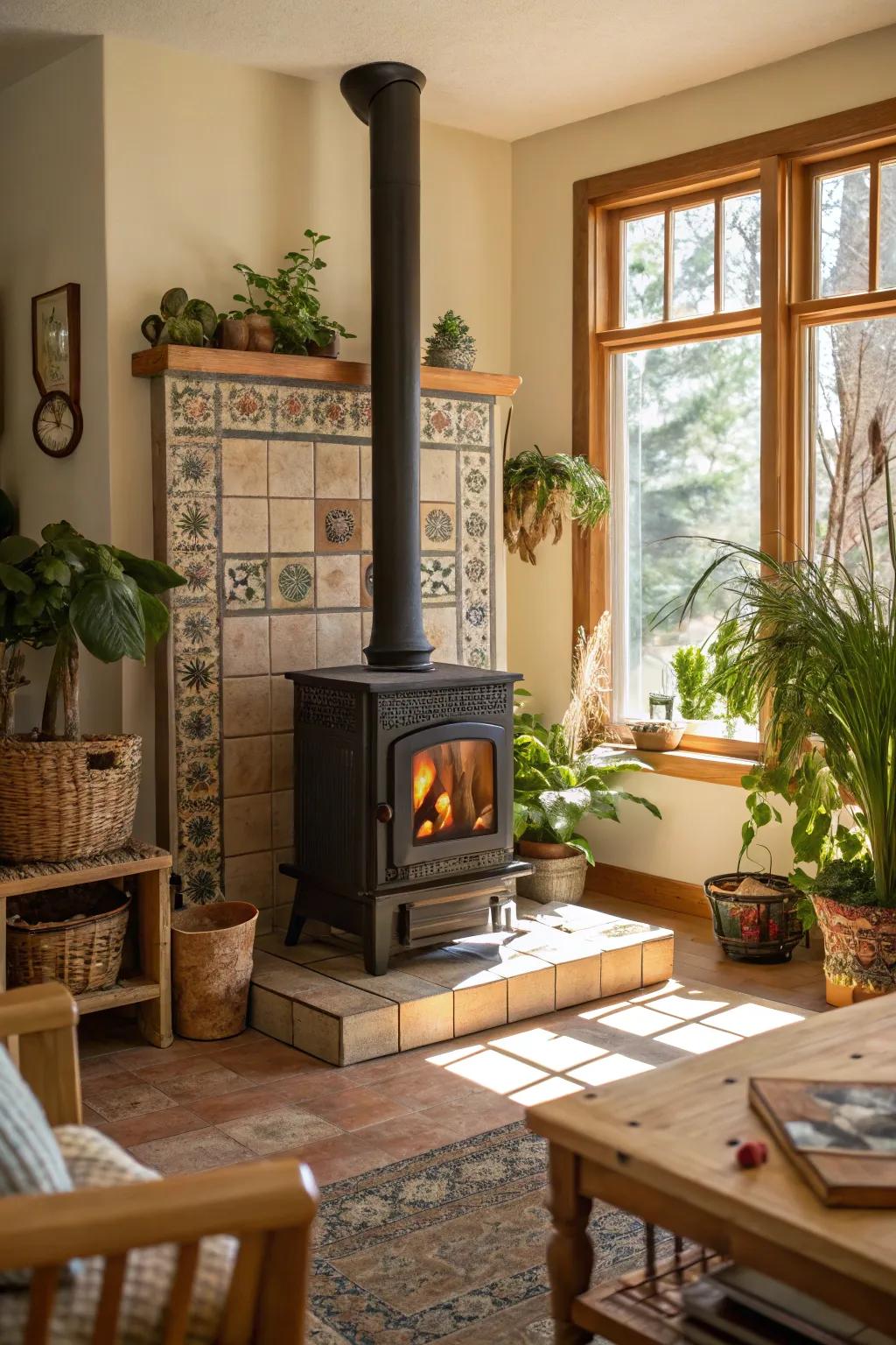 Natural elements bring harmony and balance to your wood stove background.