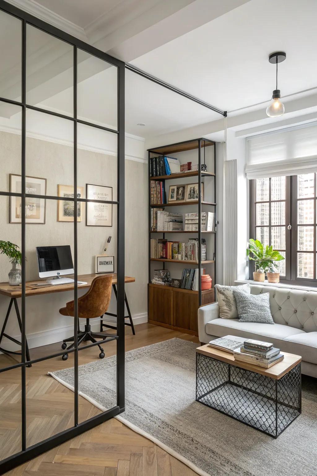 A room divider brings definition and borders to your work area.