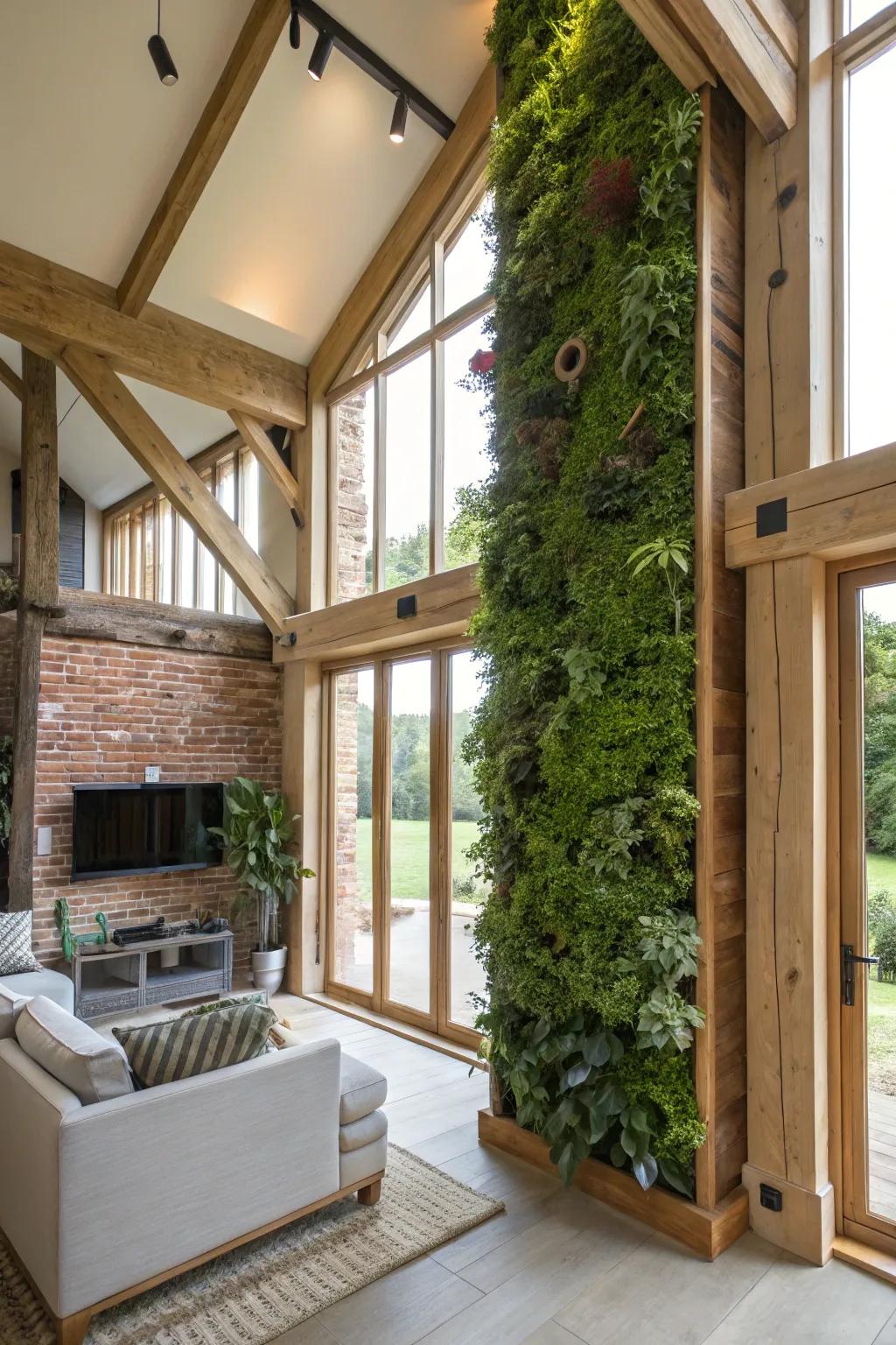 Vertical greenery brings nature inside.