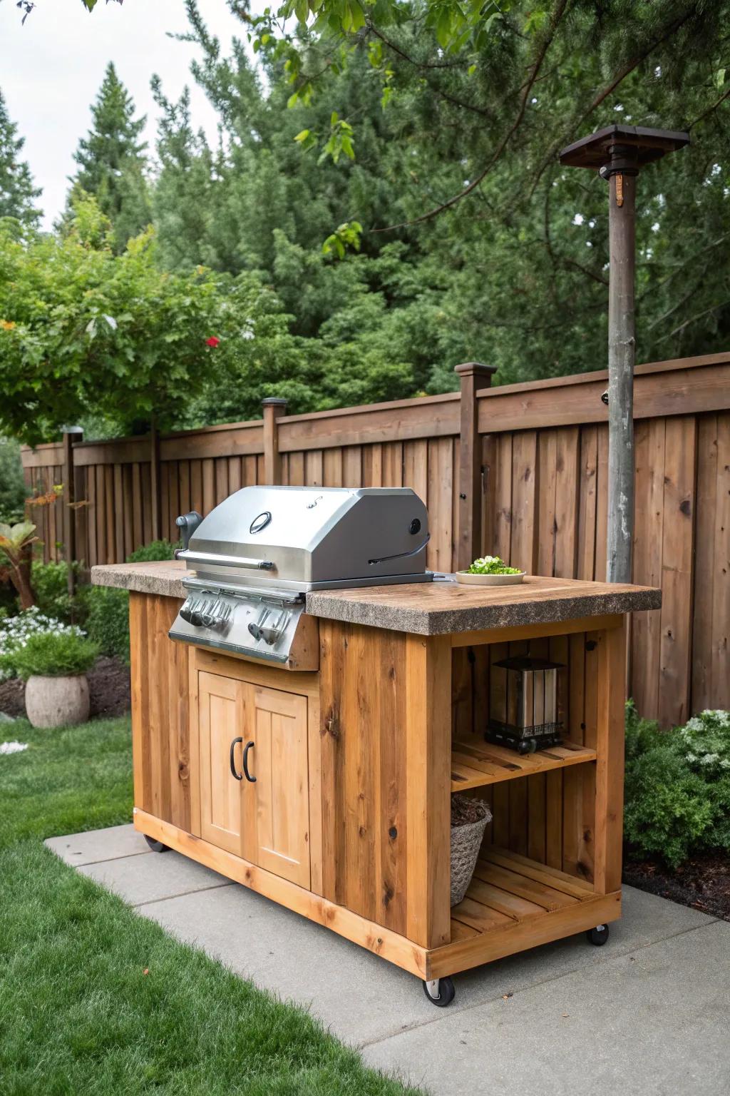 Infuse rustic charm with a wood-themed BBQ space.
