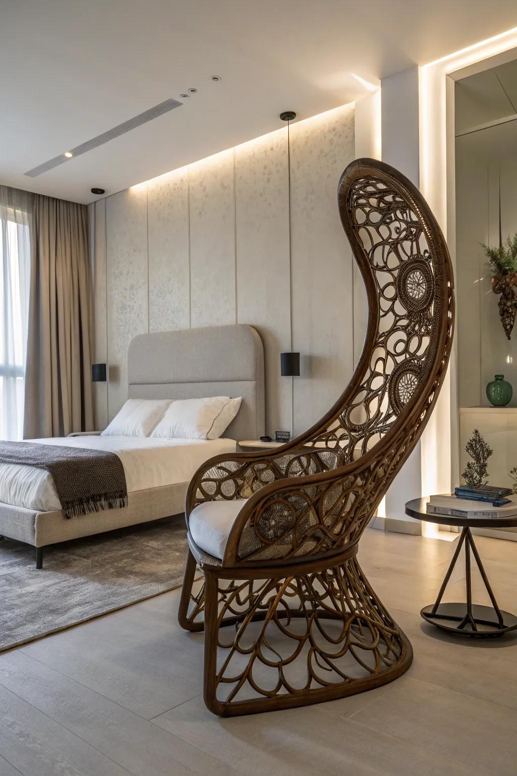Sculptural chairs effortlessly blend art and functionality, enhancing the aesthetic of any space.