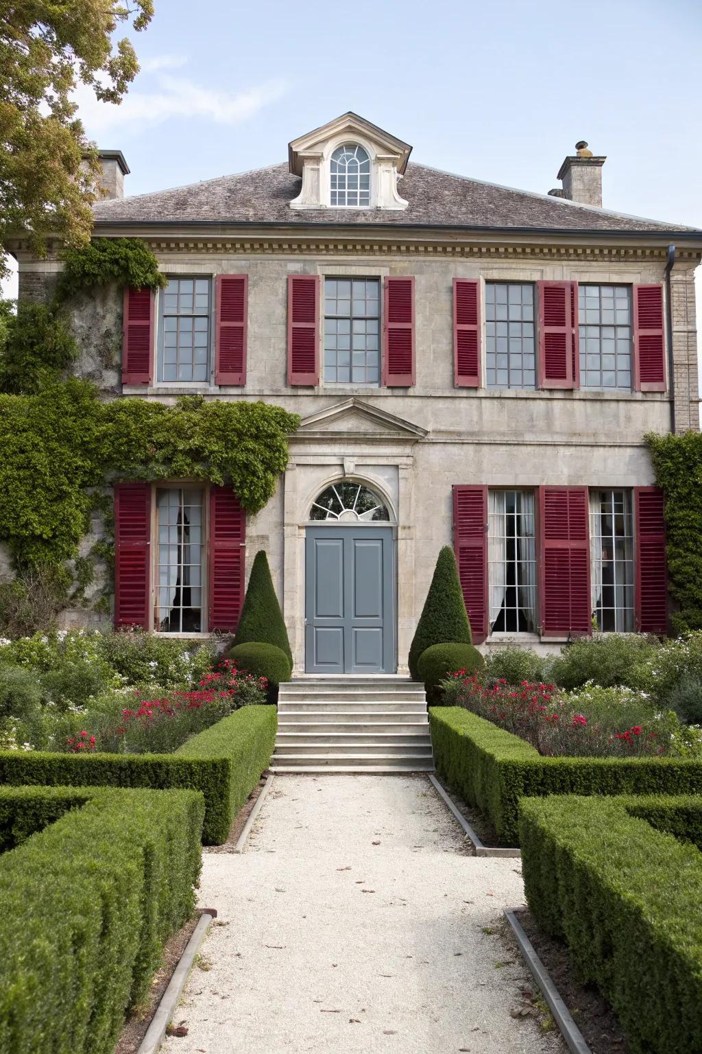 Maroon and gray add a regal, sophisticated touch.