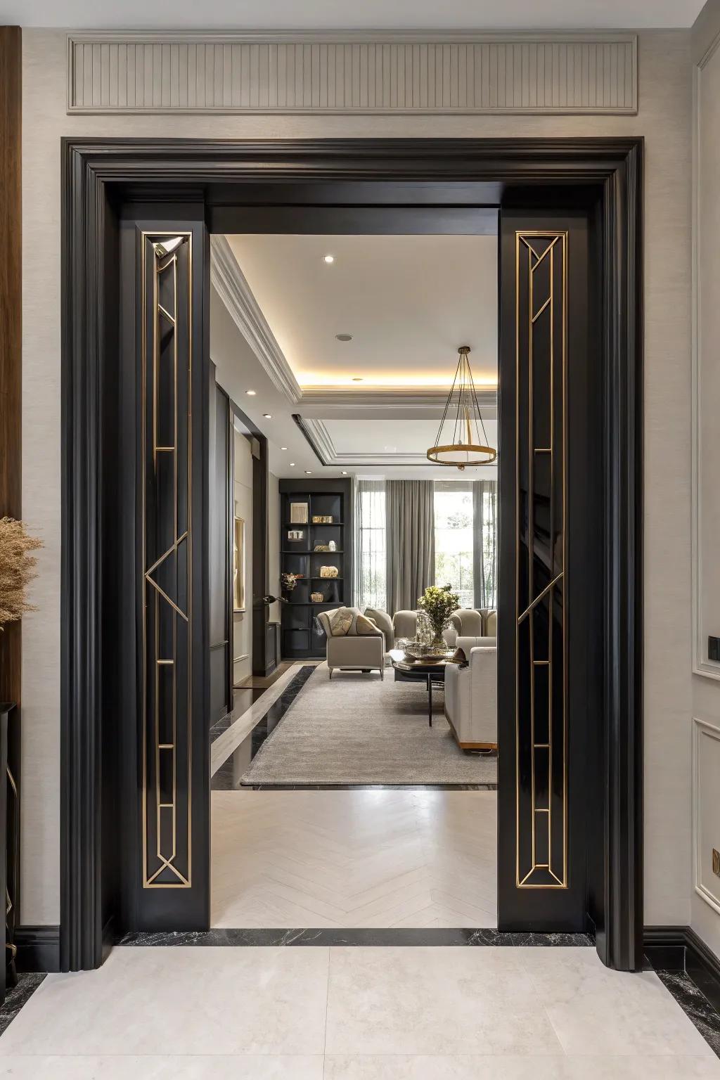 Polished black jambs render a bold statement.