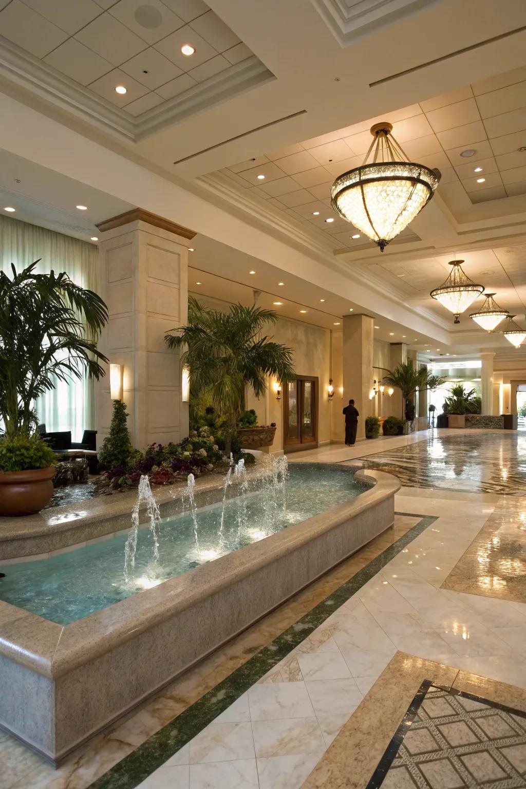 An interactive water feature bringing tranquility to the entrance hall.