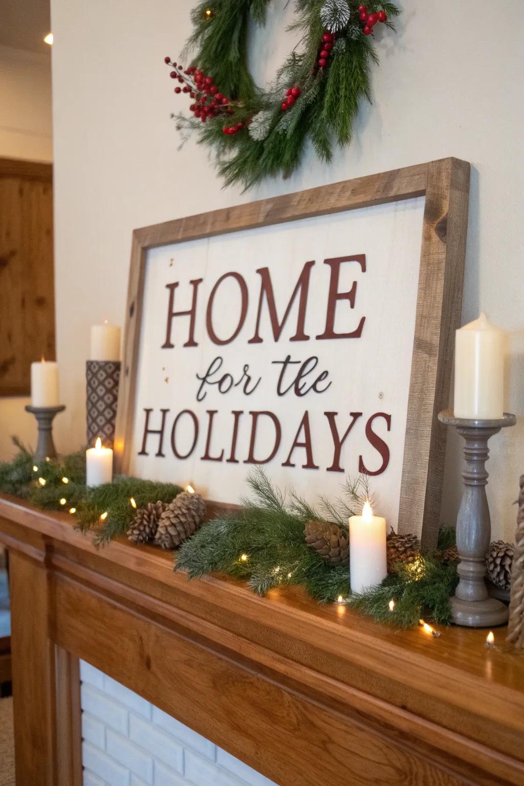 Achieve cozy charm with a farmhouse-style Christmas sign.