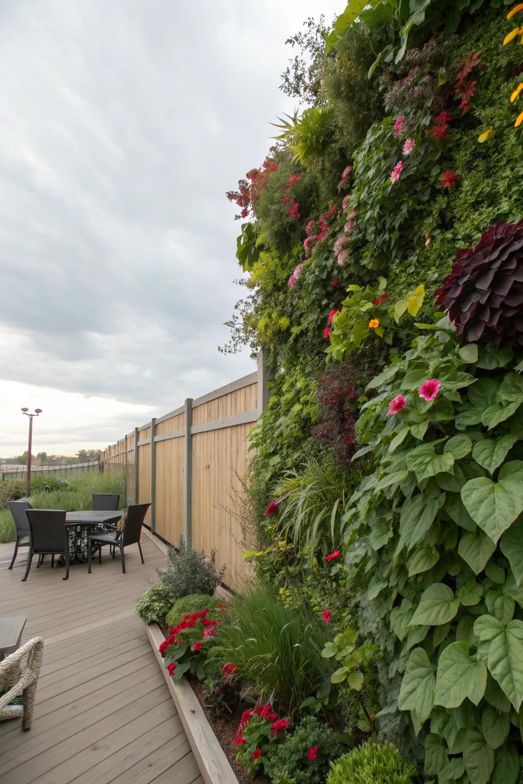 Vertical gardens maximize space and inject visual interest.