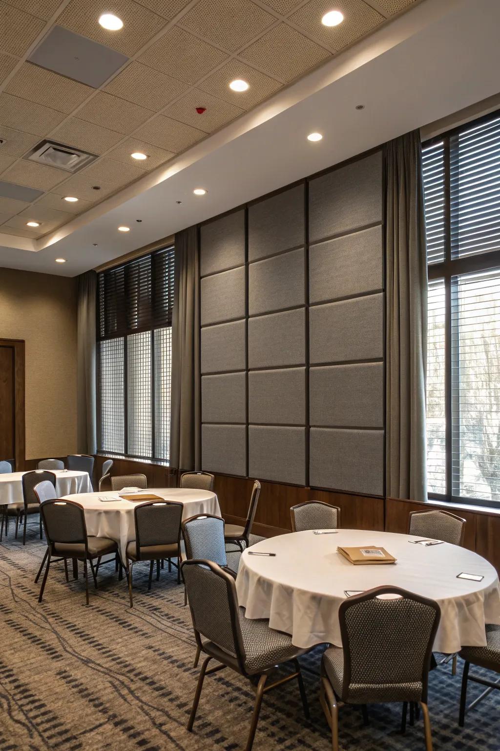 Acoustic plating ensures a quiet, focused meeting atmosphere.
