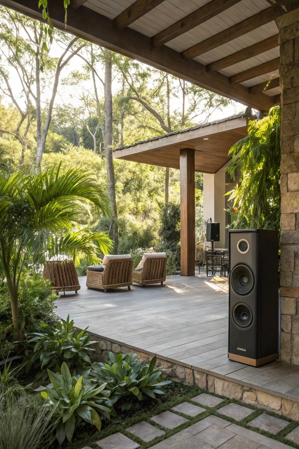 Outdoor speakers carry melodies to your garden.