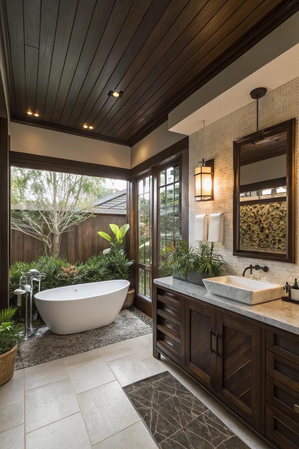 A spa-inspired atmosphere enhanced by the warm tones of mahogany.