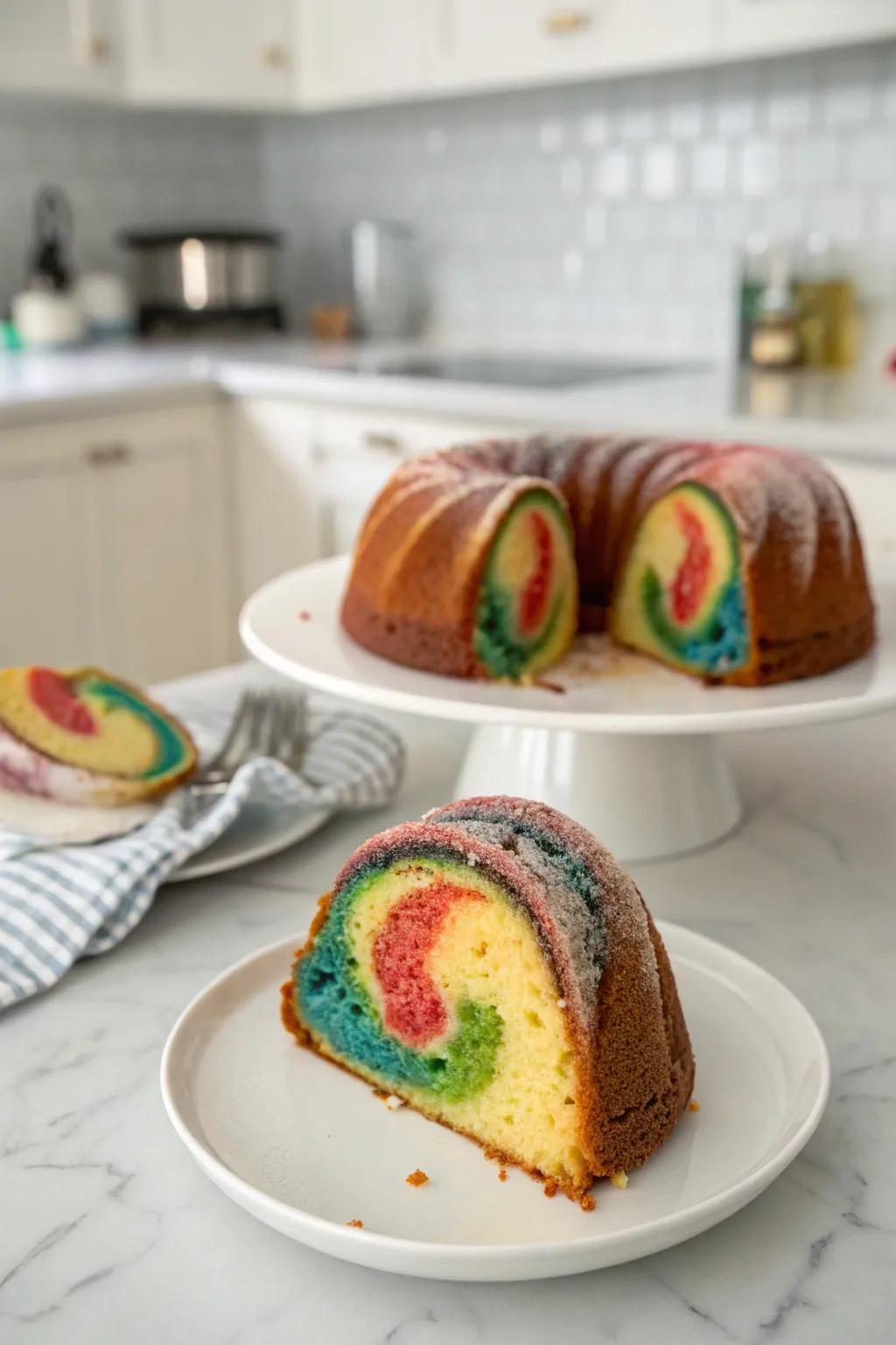 A ring cake featuring a captivating hidden pattern within.