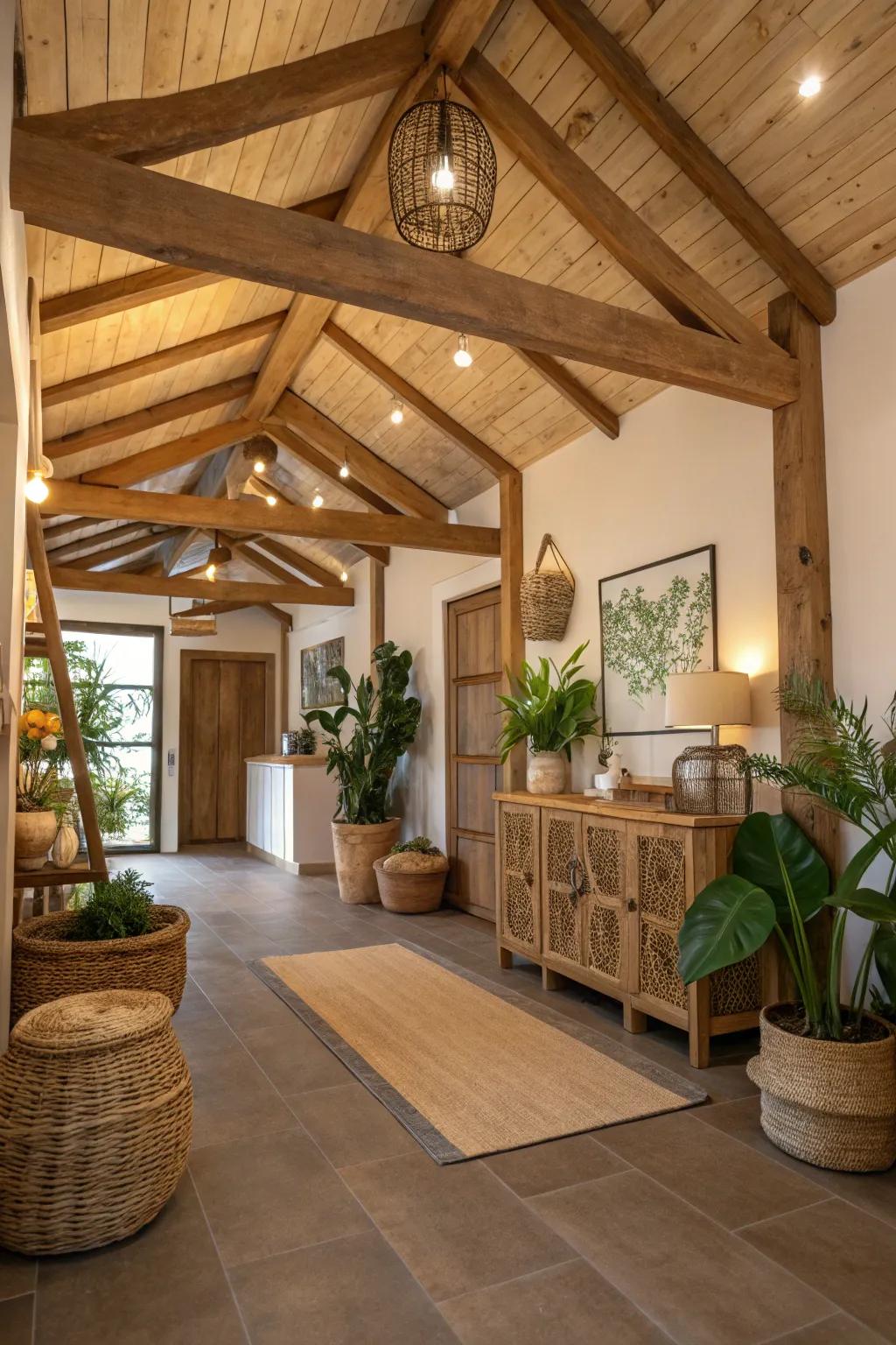 Sustainable beams bring an inherent and organic aura onto each area.