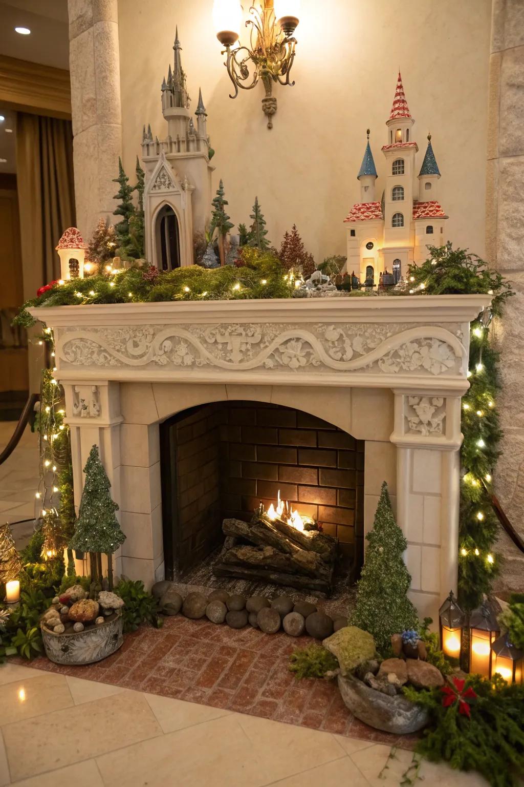 Incorporate magic using fairy tale decor in your fireplace.
