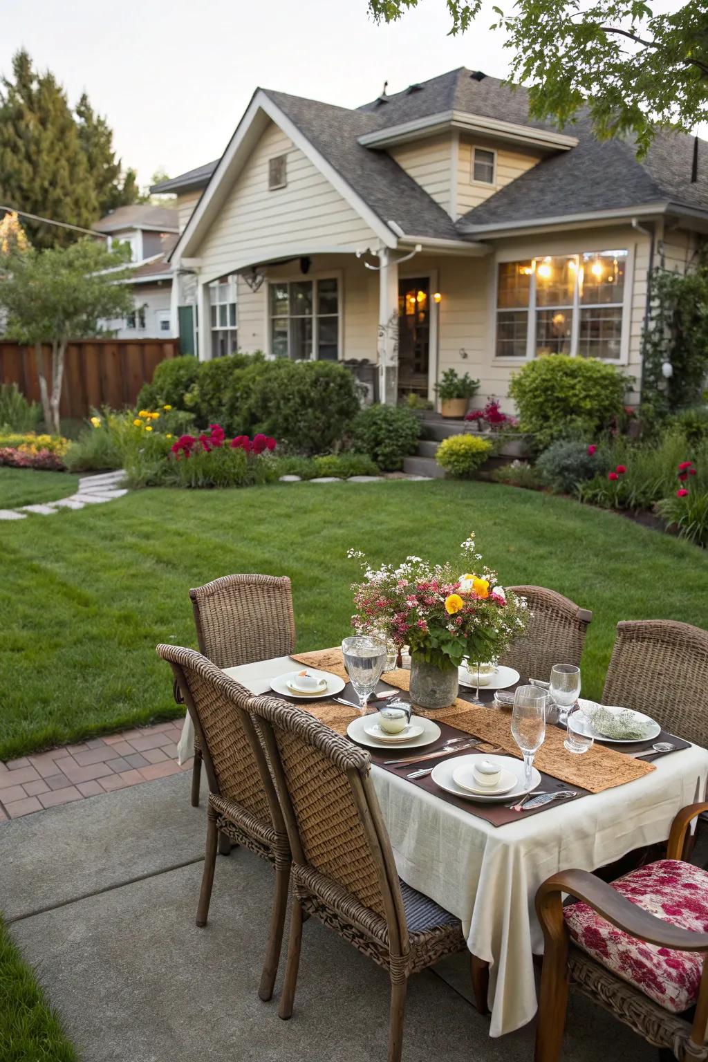 Establish an exterior dining space to savor autumnal meals.