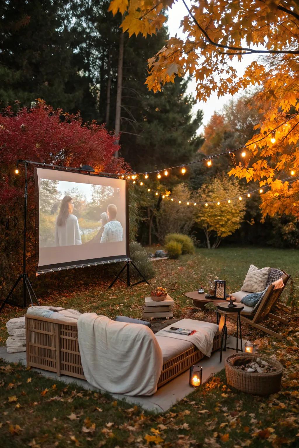 Relish an outdoor film night under the autumn sky.