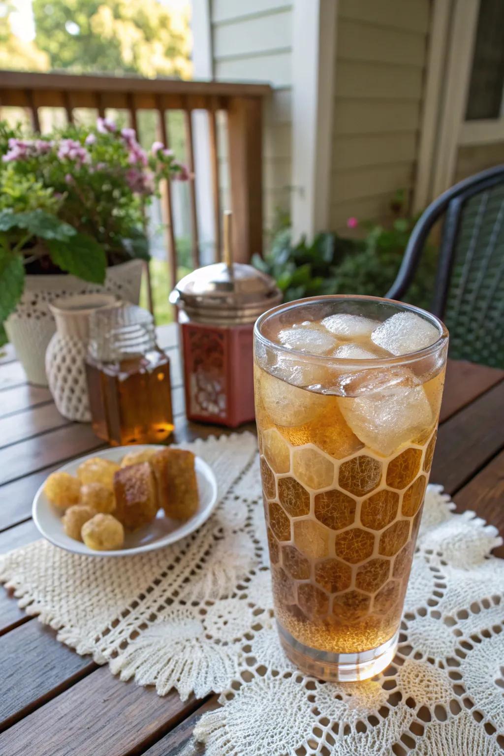 Honeycomb ice for a naturally sweet infusion.
