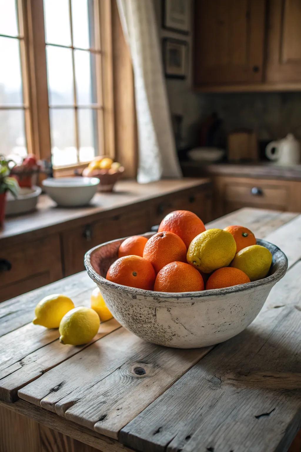 Citrus fruits infuse a vibrant burst of hue and revitalizing scent.