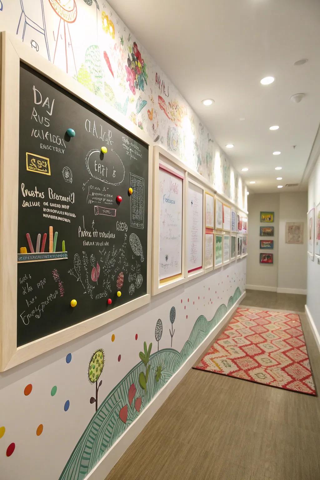 An interactive gallery with frames that support changeable displays.