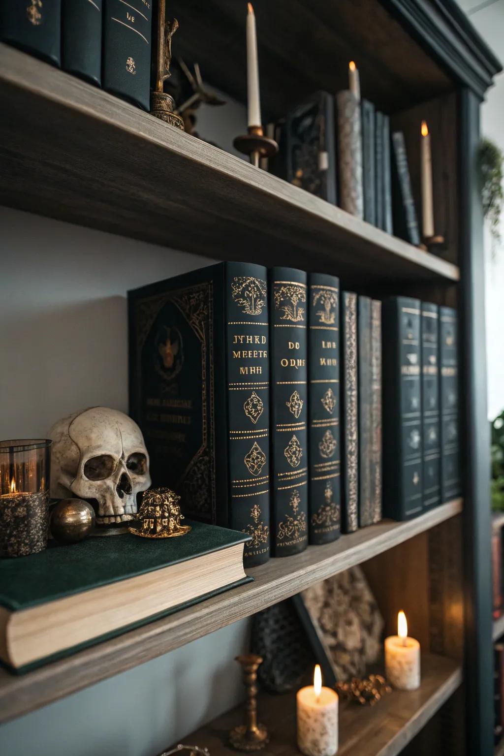Shelving units that harbor accounts of mystery and intrigue.