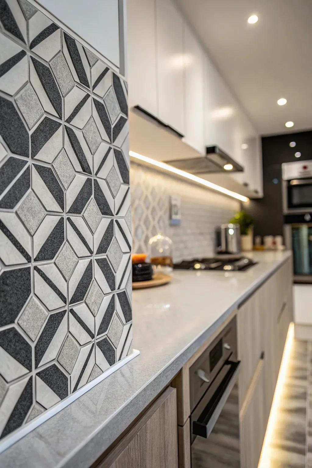 Unique backsplash patterns add personality.