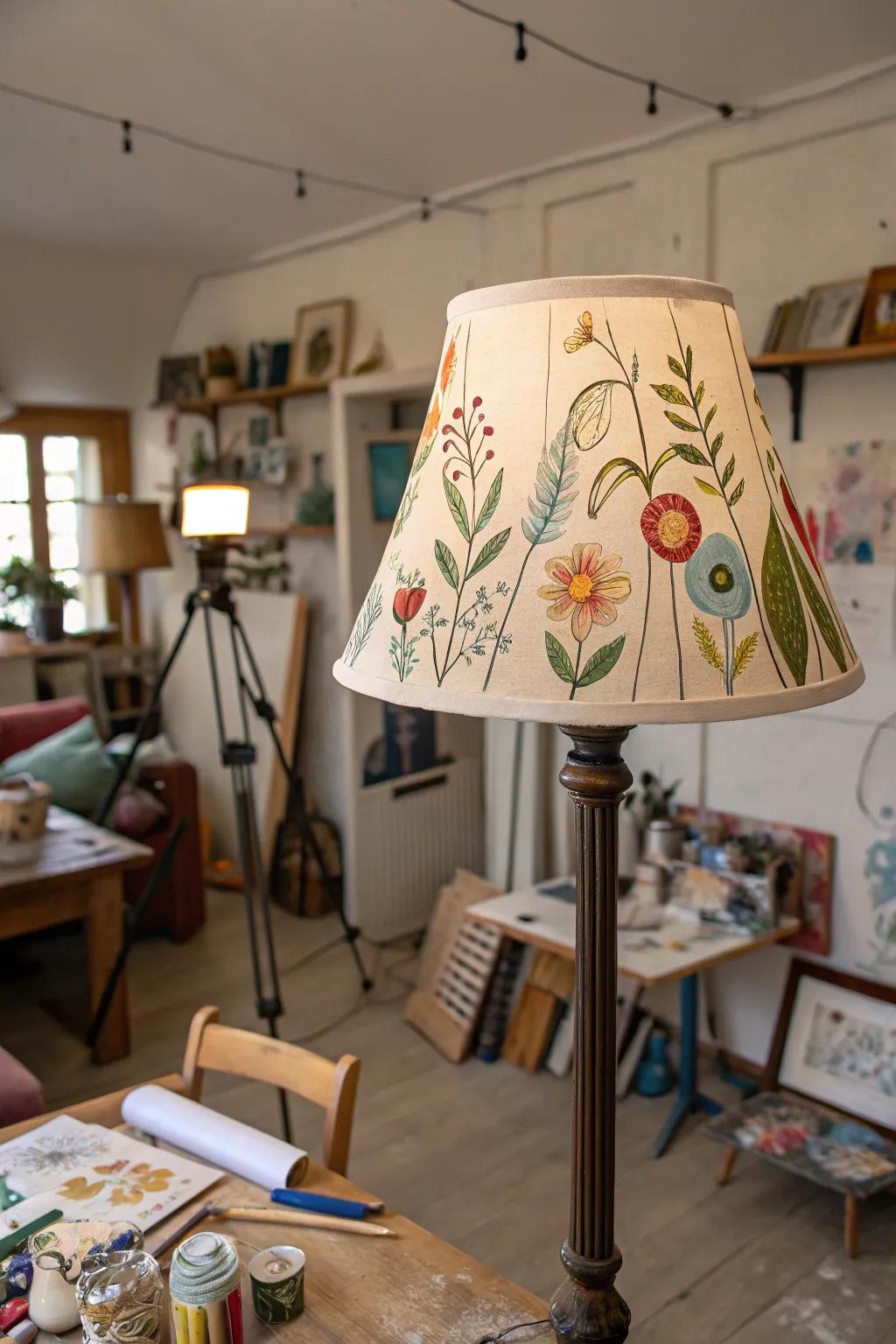 Incorporate a creative twist using painted borders on your lampshade.