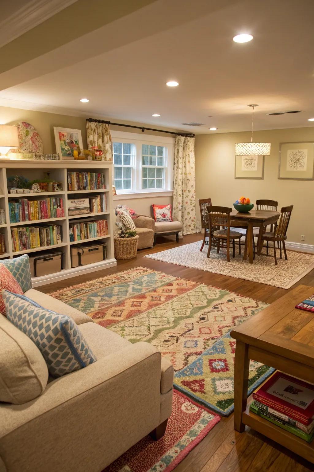 Floor coverings as a tool for creating distinct zones.