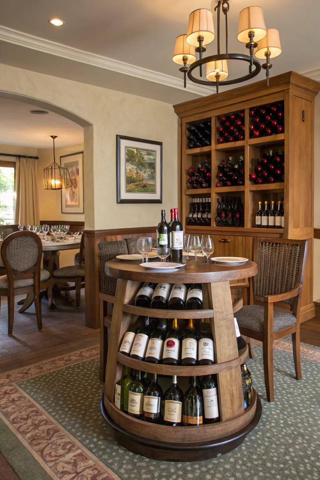 Create a chic wine display with a Lazy Susan.