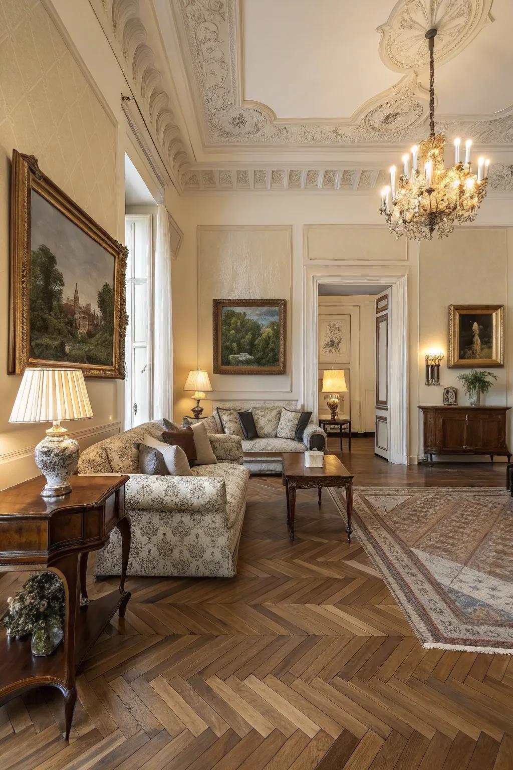 Angled patterns offer timeless elegance and visual appeal.