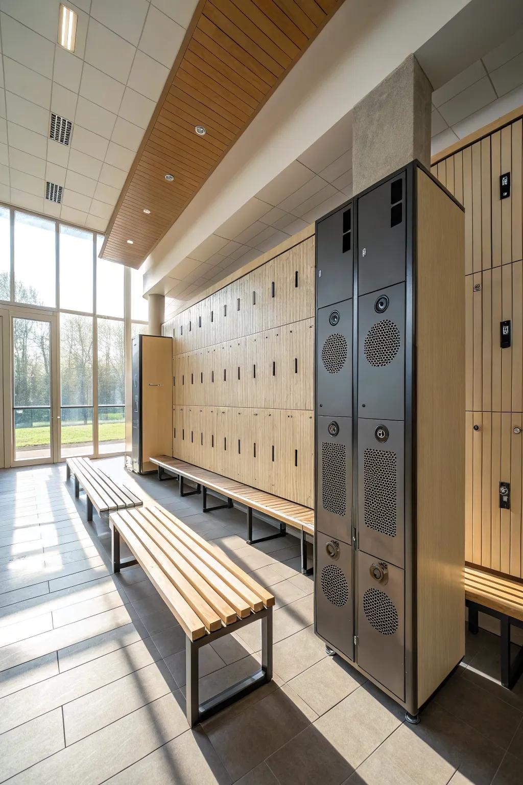 An integrated audio setup enhances ambiance.