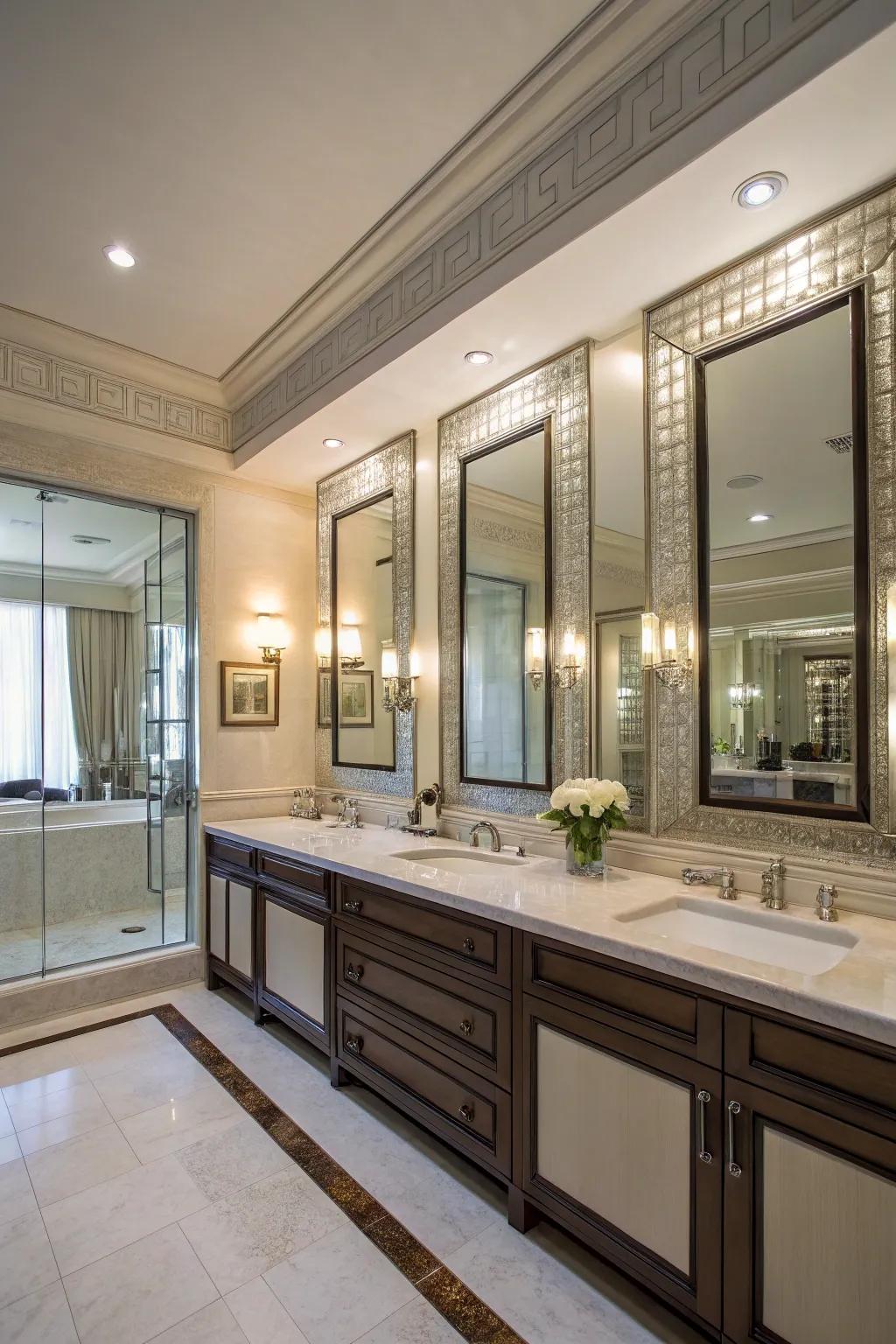 Reflections enhances shine including zone attaching flair towards such primary bathroom location.
