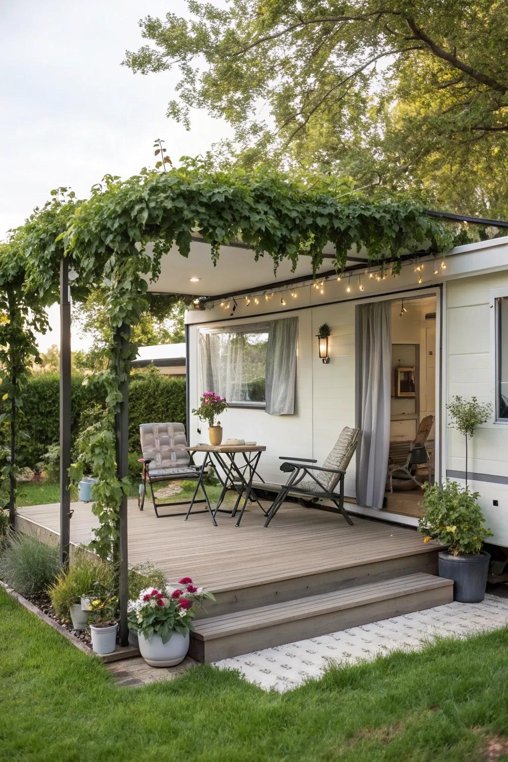 A stylish pergola that adds shade and sophistication.