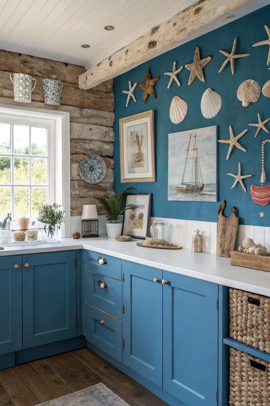 A feature wall crafts a striking focal element in the kitchen.