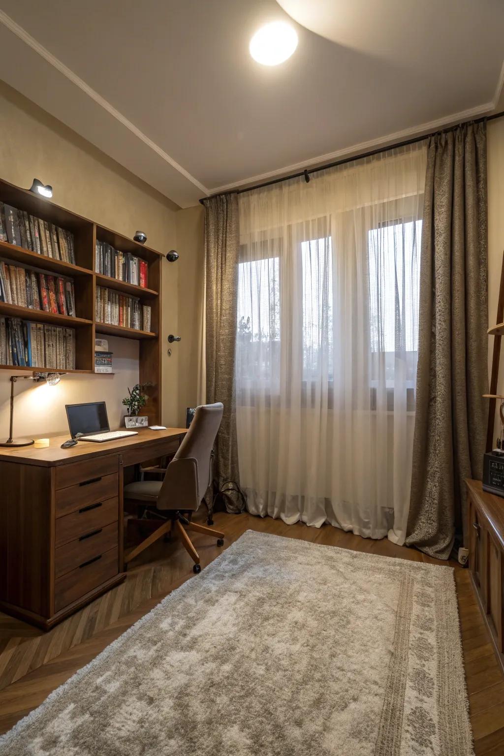 A tranquil study room with acoustic design.