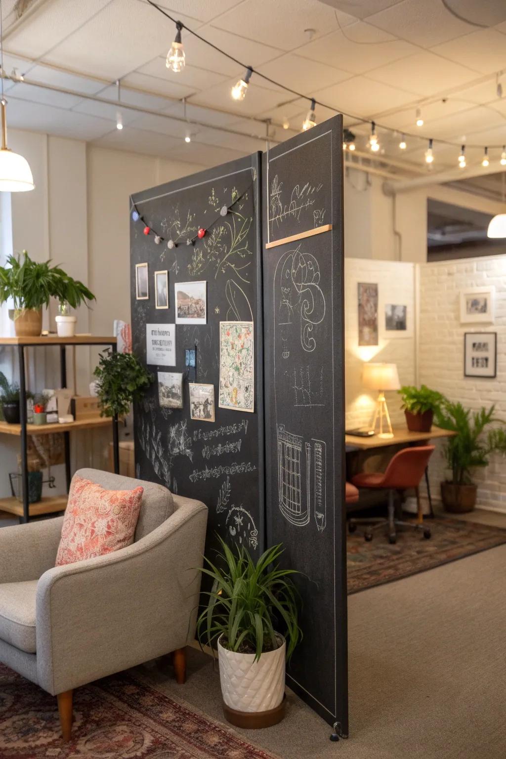 Separate with style using a chalkboard divider.