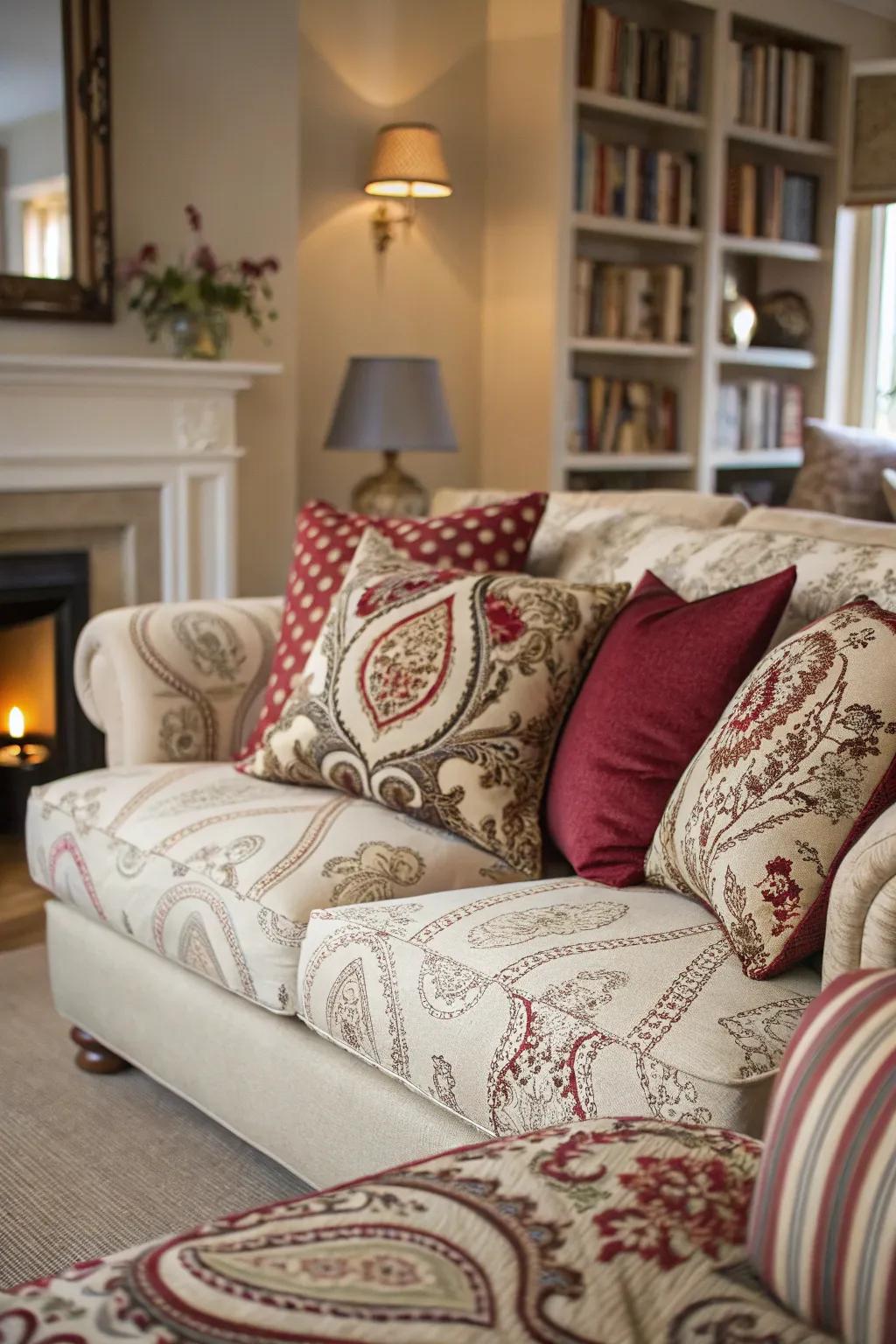 Mixing patterns adds complexity and elegance.