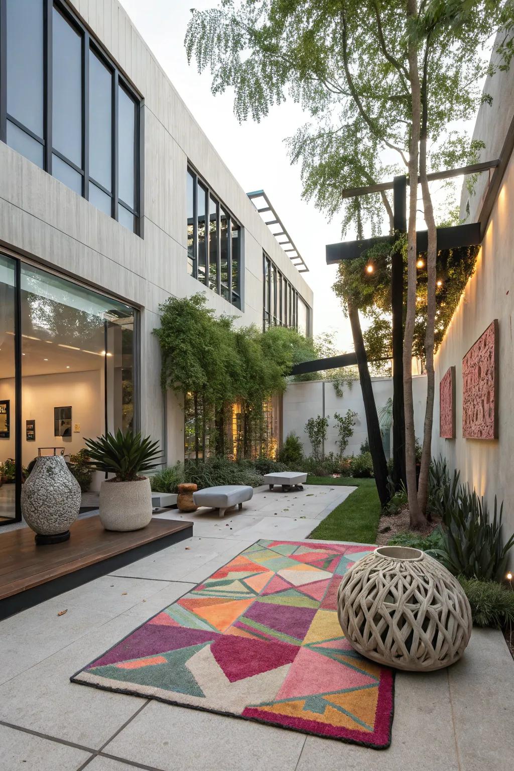 Attractiveness using unexpected rug shapes.