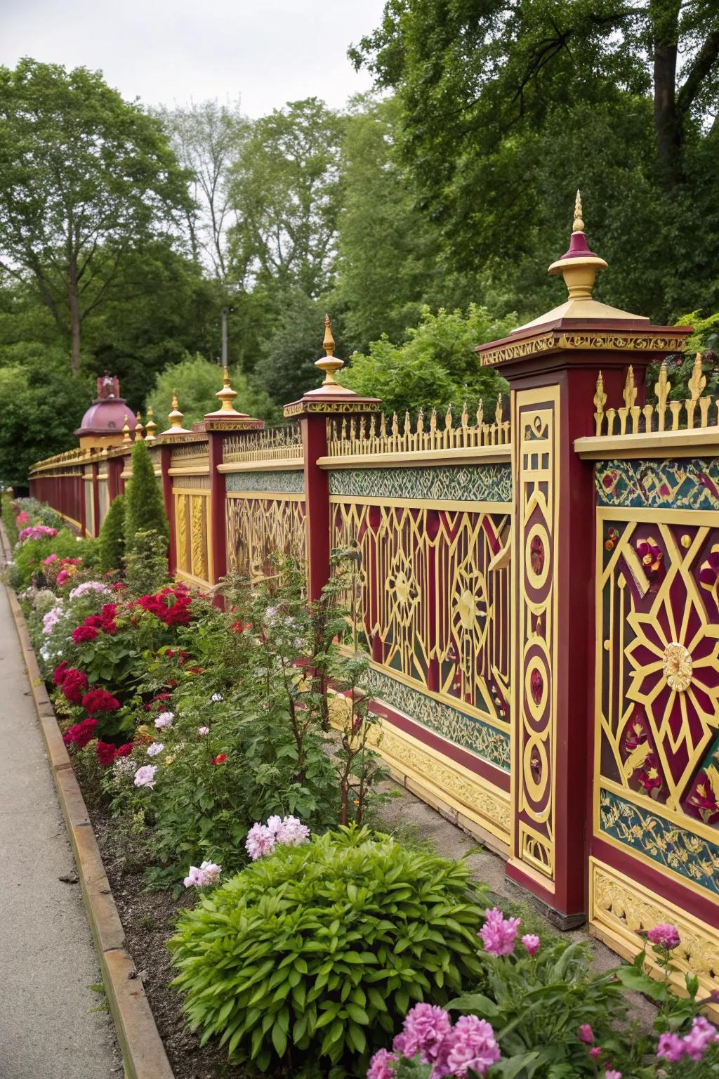 Art Deco patterns bring a sense of luxury to outdoor fences.