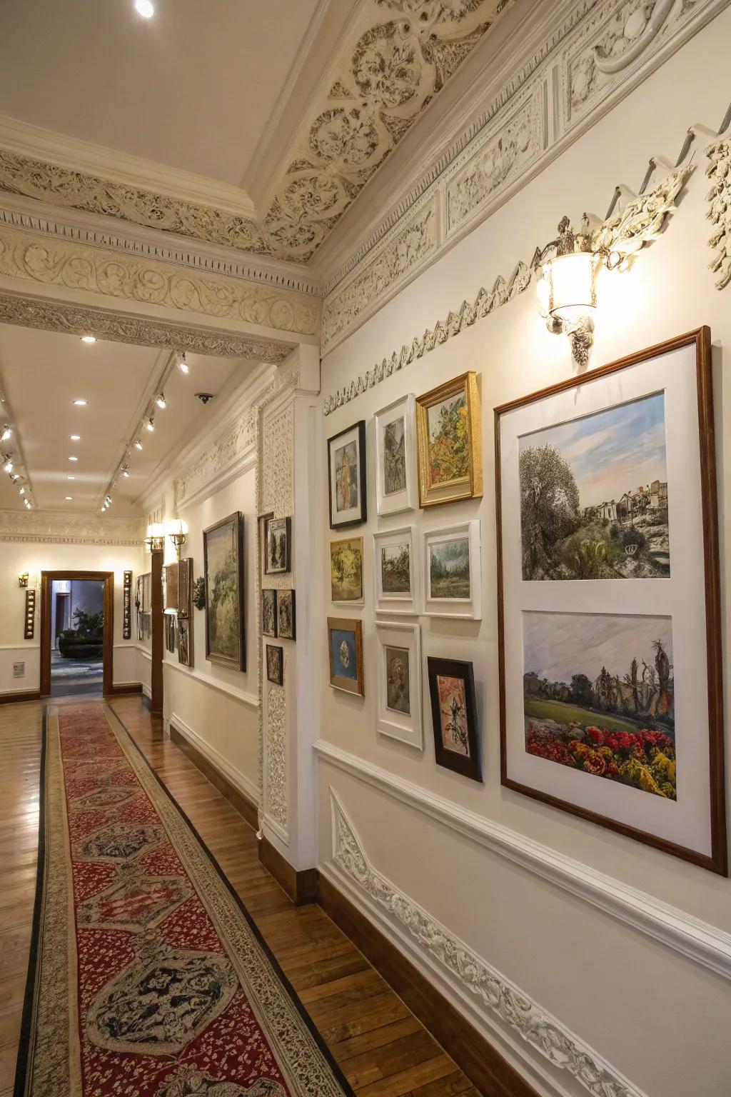Display art with gallery-style paneling.