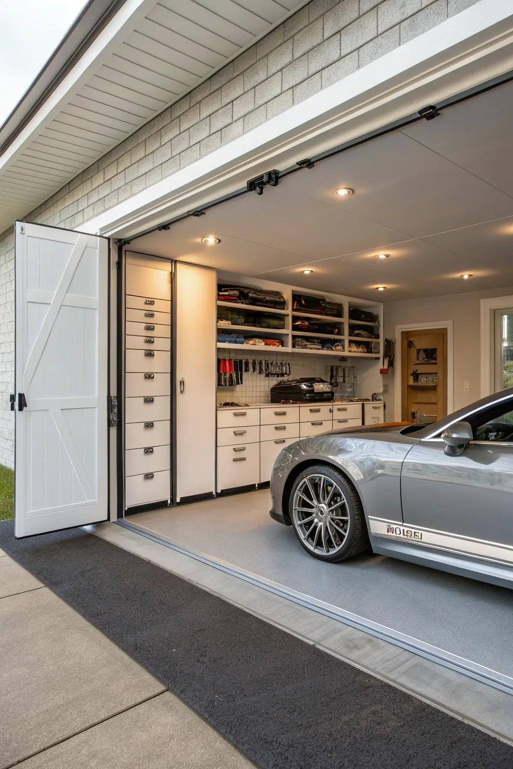 Practicality and intrigue come from hidden storage.